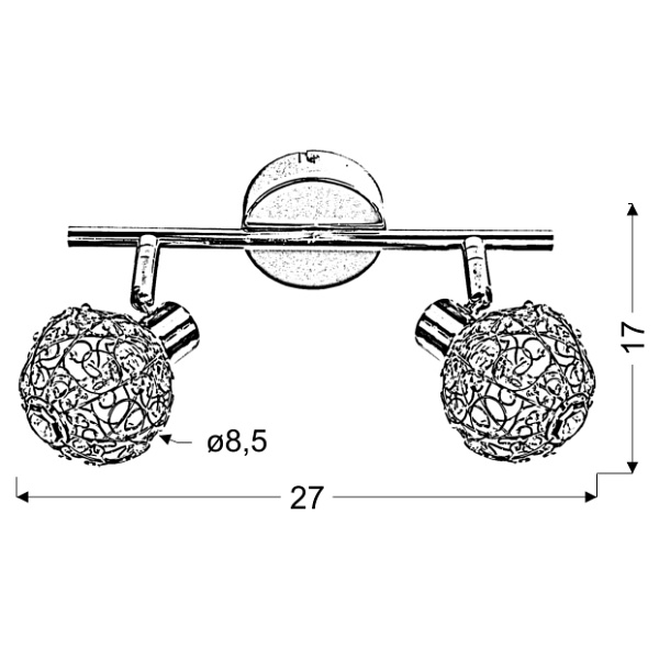 Collar Lampa Sufitowa Listwa 2X40W G9 Chrom Candellux