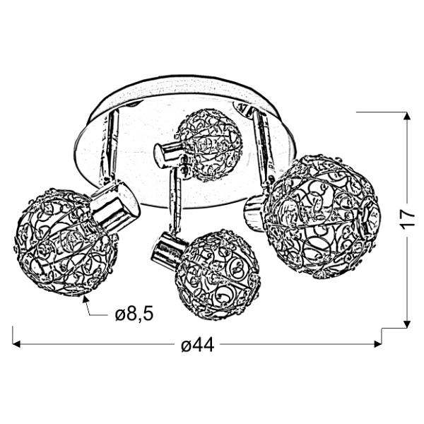 Collar Lampa Sufitowa Plafon 3X40W G9 Chrom Candellux