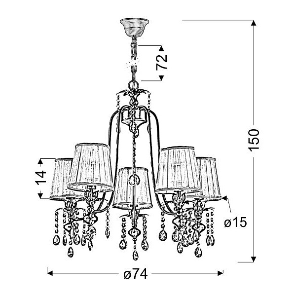 Adonis Lampa Wisząca 5X40W E14 Patyna Candellux
