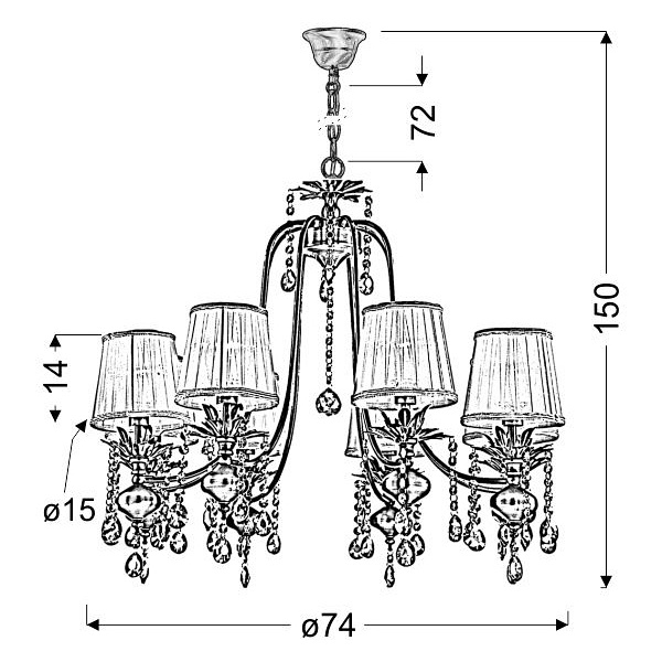 Adonis Lampa Wisząca 8X40W E14 Patyna Candellux