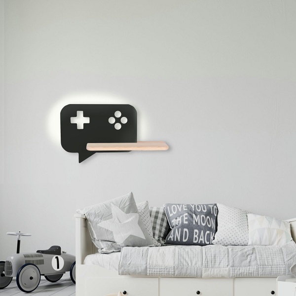 Console Lampa Kinkiet Ścienny 5W Led Iq Kids Z Przewodem Z Wł. I Wtyczką Czarny Candellux