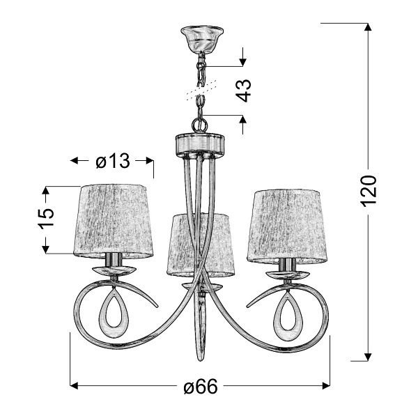 Arnika Lampa Wisząca 3X40W E14 Patyna / Krem Candellux
