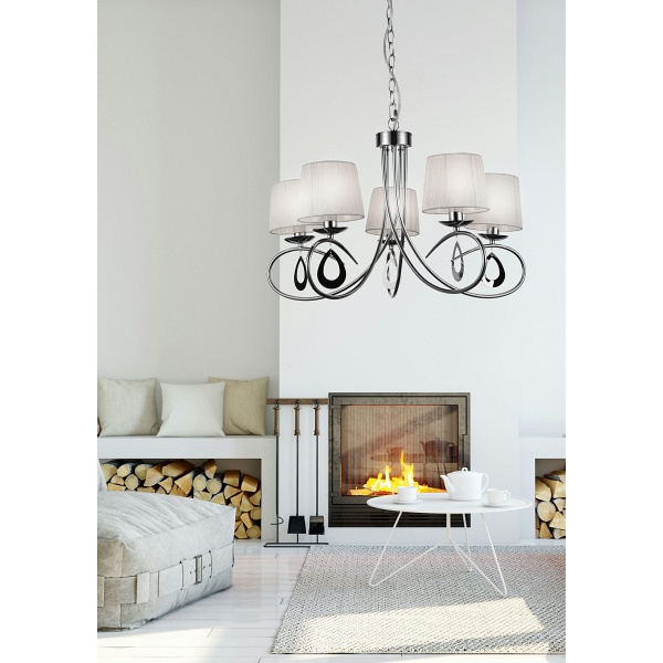 Arnika Lampa Wisząca 5X40W E14 Chrom / Biały Candellux