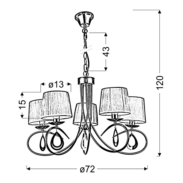 Arnika Lampa Wisząca 5X40W E14 Patyna / Krem Candellux
