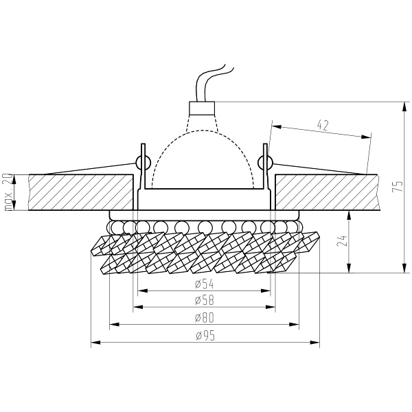 Sk-78 Ch/Am Mr16 1X50W Chrom Opr. Strop. Dekoracyjna Bursztyn Candellux