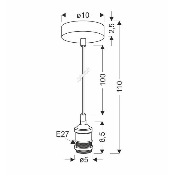 Zawiesie Do Zwisu Tila 1X60W E27 Czarny + Patyna Candellux