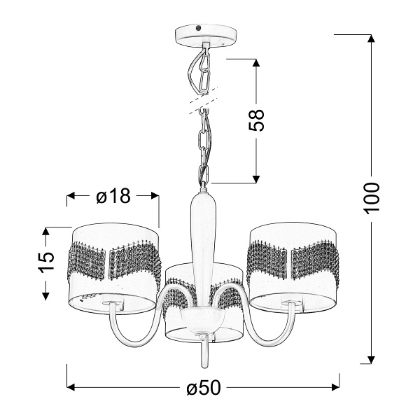 Antonio Lampa Wisząca 3X60W E27 Biały Candellux