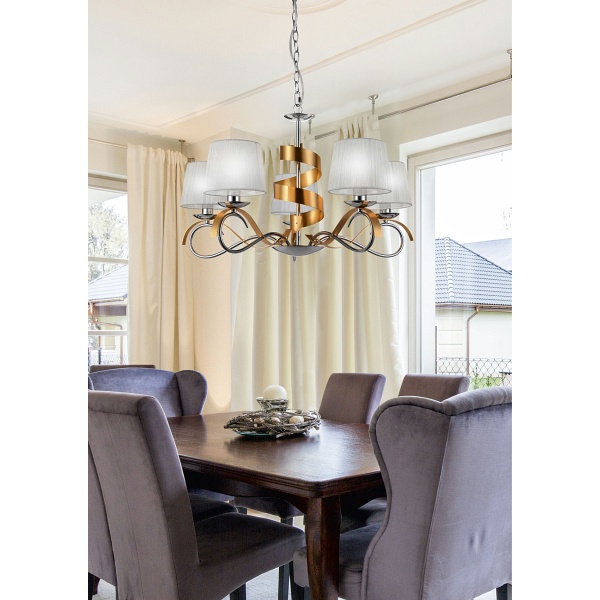 Denis Lampa Wisząca 5X40W E14 Chrom/Złoty Candellux