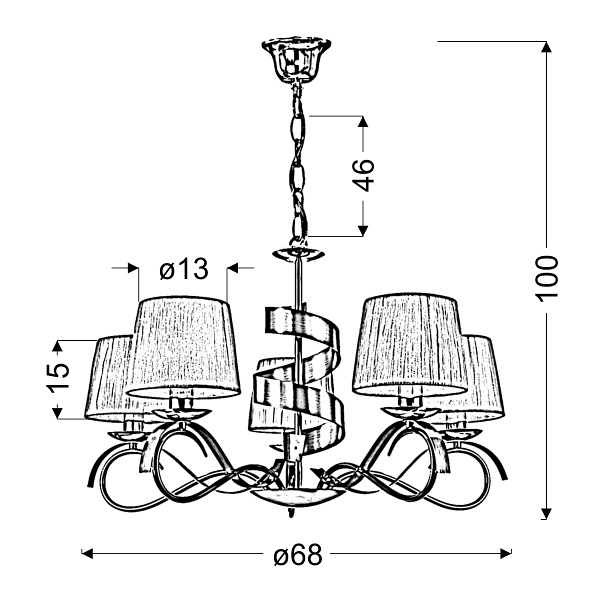 Denis Lampa Wisząca 5X40W E14 Chrom/Złoty Candellux