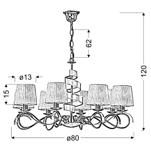 Denis Lampa Wisząca 8X40W E14 Chrom Candellux