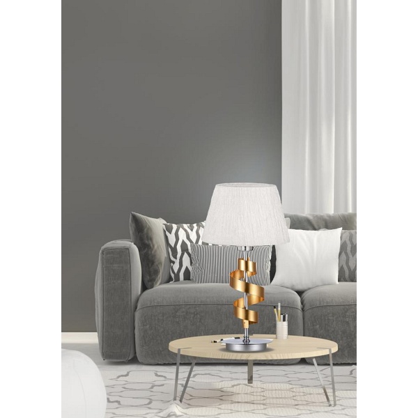 Denis Lampa Gabinetowa 1X60W E27 Chrom/Złoty + Abażur O Tym Samym Indeksie Candellux