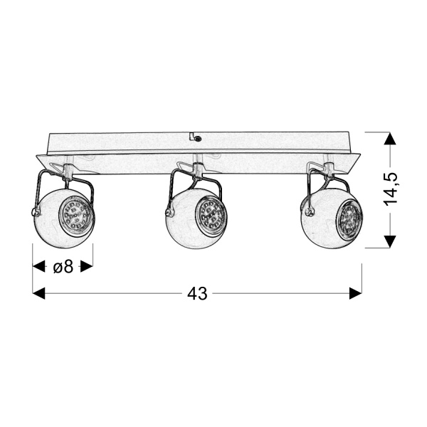 Tony Lampa Sufitowa Listwa 3X3W Led Gu10 Czarny Matowy Candellux