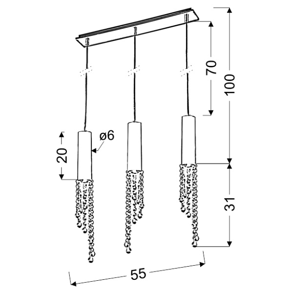 Duero Lampa Wisząca 3X3W Led Gu10 Chrom Candellux