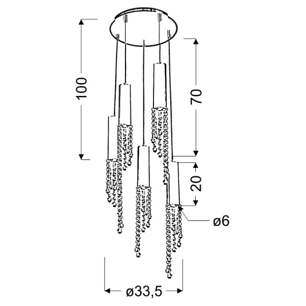 Duero Lampa Wisząca Okrągły 5X3W Led Gu10 Chrom Candellux