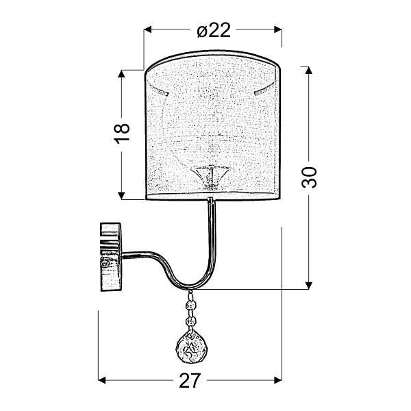 Brava Lampa Kinkiet D-22 1X60W E27 Czarny Candellux