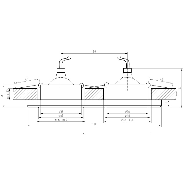 Ss-21 Ch/Bk Mr16 Dual 2X50W Chrom Opr. Strop. Stała Prostokąt Szkło Czarne Candellux
