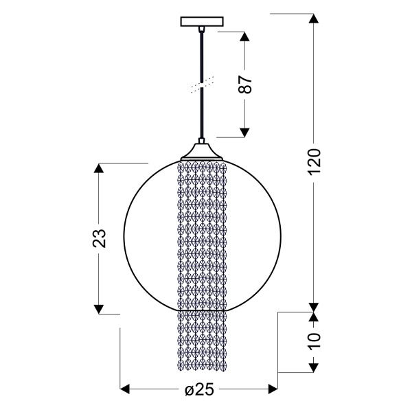 Allani Lampa Wisząca 25 1X60W E27 Transparentny Z Kryształkami Candellux