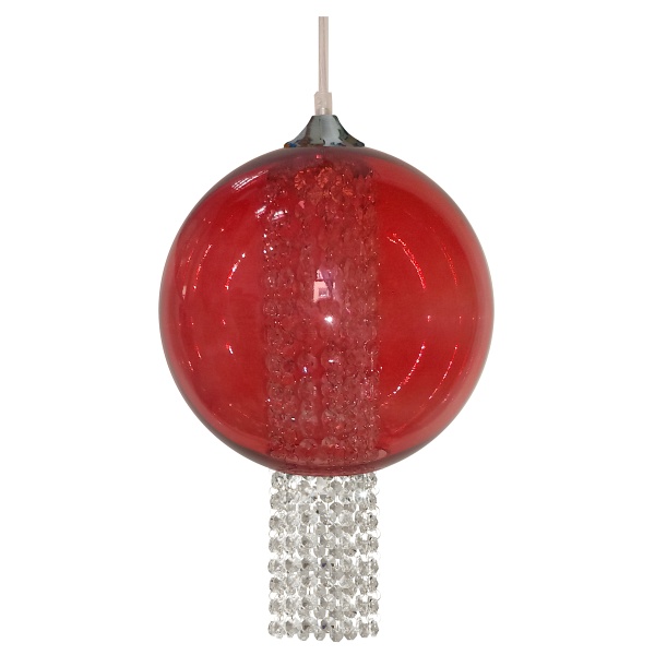 Allani Lampa Wisząca 25 1X60W E27 Czerwony Z Kryształkami Candellux