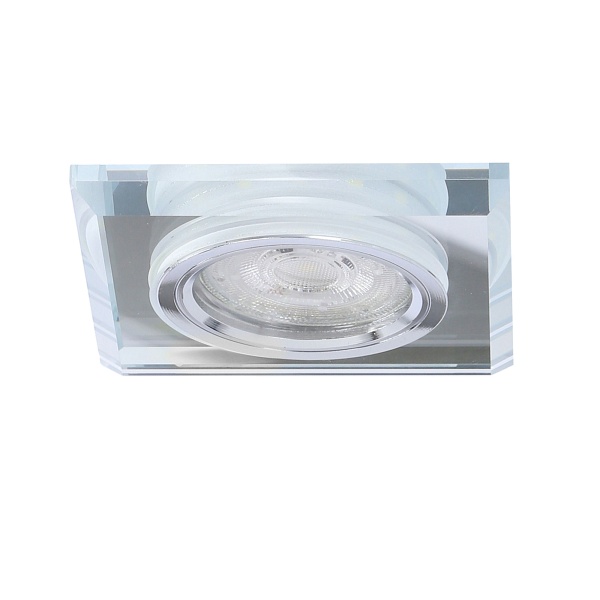 Ss-22 Ch/Tr+Wh Gu10 50W+Led Smd 2 1W Biały 230V Chrom Oczko Sufitowe Lampa Sufitowa. Strop. Stała Kwadratowa Szkło Transparentne Candellux