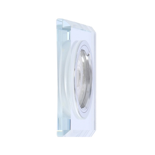 Ss-22 Ch/Tr+Wh Gu10 50W+Led Smd 2 1W Biały 230V Chrom Oczko Sufitowe Lampa Sufitowa. Strop. Stała Kwadratowa Szkło Transparentne Candellux