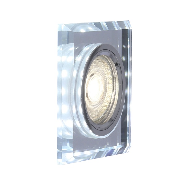 Ss-22 Ch/Tr+Wh Gu10 50W+Led Smd 2 1W Biały 230V Chrom Oczko Sufitowe Lampa Sufitowa. Strop. Stała Kwadratowa Szkło Transparentne Candellux