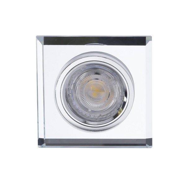 Ss-22 Ch/Tr+Wh Gu10 50W+Led Smd 2 1W Biały 230V Chrom Oczko Sufitowe Lampa Sufitowa. Strop. Stała Kwadratowa Szkło Transparentne Candellux