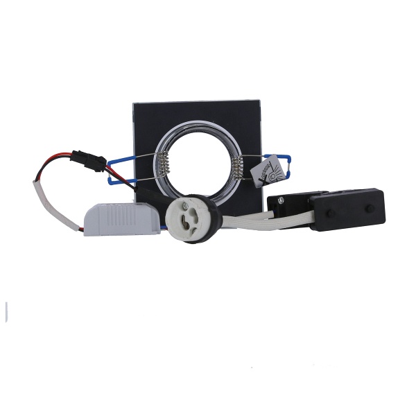 Ss-22 Ch/Tr+Wh Gu10 50W+Led Smd 2 1W Biały 230V Chrom Oczko Sufitowe Lampa Sufitowa. Strop. Stała Kwadratowa Szkło Transparentne Candellux