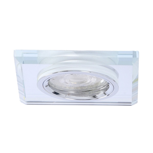 Ss-22 Ch/Tr+Bl Gu10 50W+Led Smd 2 1W Niebieski 230V Chrom Oczko Sufitowe Lampa Sufitowa Stała Kwadratowa Szkło Transparentne Candellux