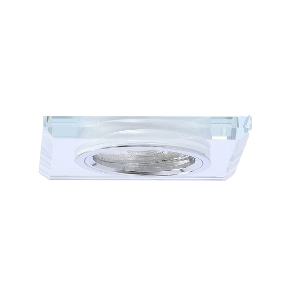 Ss-22 Ch/Tr+Bl Gu10 50W+Led Smd 2 1W Niebieski 230V Chrom Oczko Sufitowe Lampa Sufitowa Stała Kwadratowa Szkło Transparentne Candellux