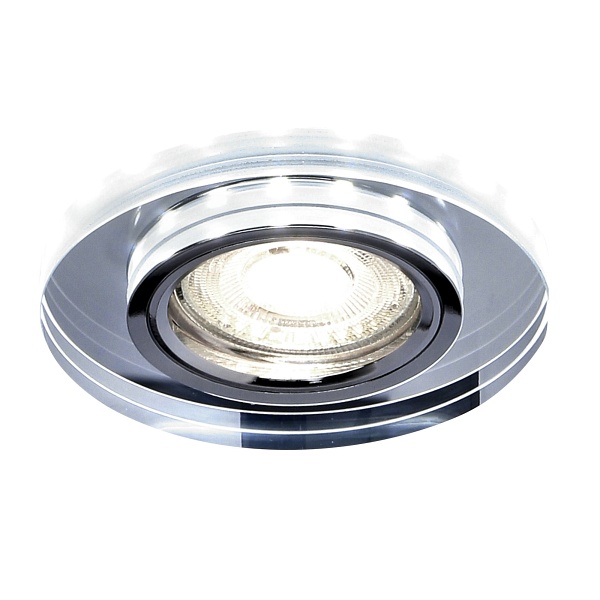 Ss-23 Ch/Tr+Wh Gu10 50W+Led Smd 230V Biały 2 1W Chrom Oczko Sufitowe Lampa Sufitowa Stała Okrągła Szkło Transparentne Candellux