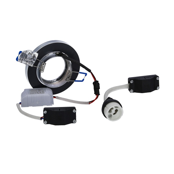 Ss-23 Ch/Tr+Wh Gu10 50W+Led Smd 230V Biały 2 1W Chrom Oczko Sufitowe Lampa Sufitowa Stała Okrągła Szkło Transparentne Candellux