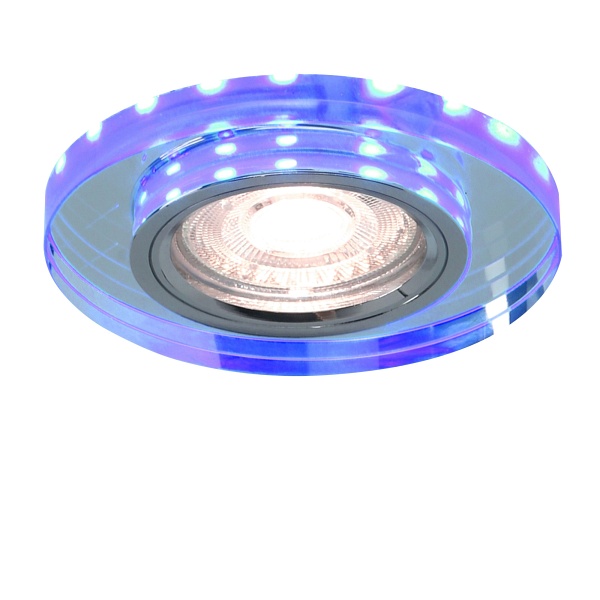 Ss-23 Ch/Tr+Bl Gu10 50W+Led Smd 230V Niebieski 2 1W Chrom Oczko Sufitowe Lampa Sufitowa Stała Okrągła Szkło Transparentne Candellux