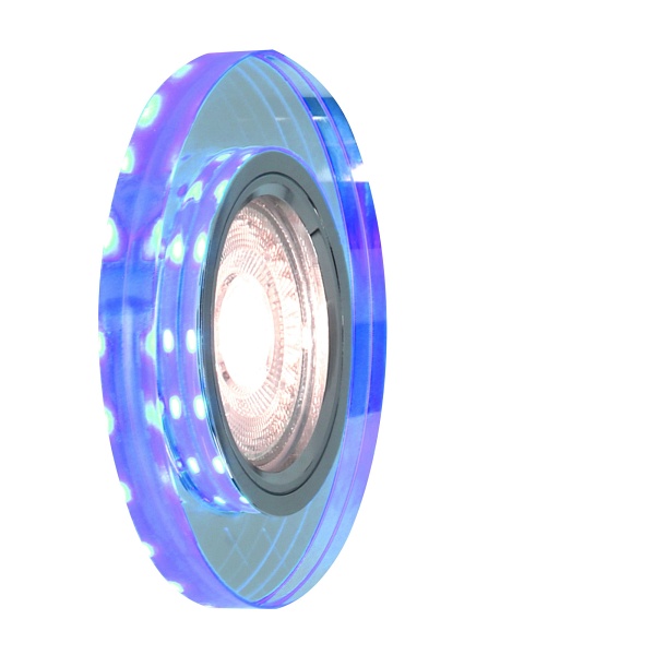 Ss-23 Ch/Tr+Bl Gu10 50W+Led Smd 230V Niebieski 2 1W Chrom Oczko Sufitowe Lampa Sufitowa Stała Okrągła Szkło Transparentne Candellux