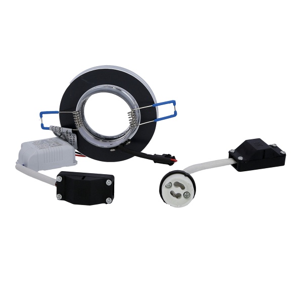 Ss-23 Ch/Tr+Bl Gu10 50W+Led Smd 230V Niebieski 2 1W Chrom Oczko Sufitowe Lampa Sufitowa Stała Okrągła Szkło Transparentne Candellux