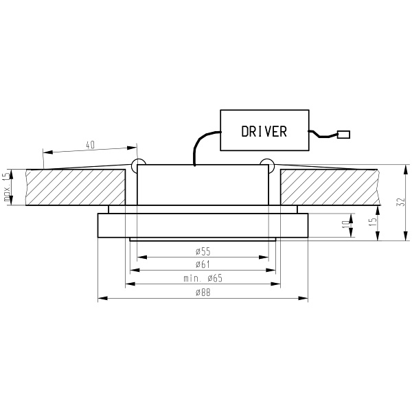 Ss-30 Al/Fr 1W Led 230V Opr. Strop. Stała Okrągła Szkło Mrożone Candellux