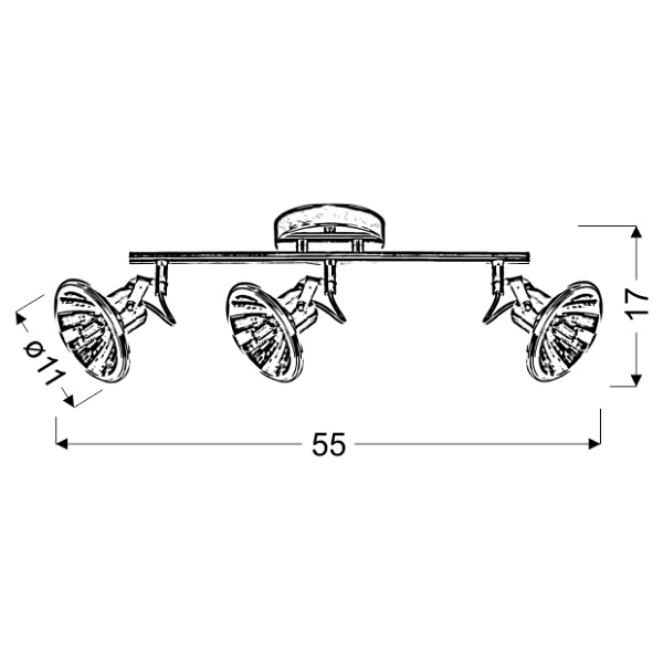Moon Lampa Sufitowa Listwa 3X3,5W Led G9 Chrom Candellux