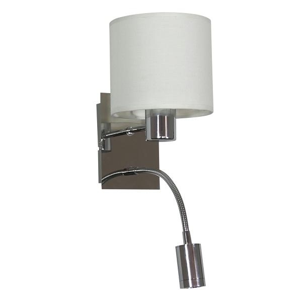 Sylwana Lampa Kinkiet 1X40W E14 + Led Z Wyłącznikiem Chrom / Biały Candellux