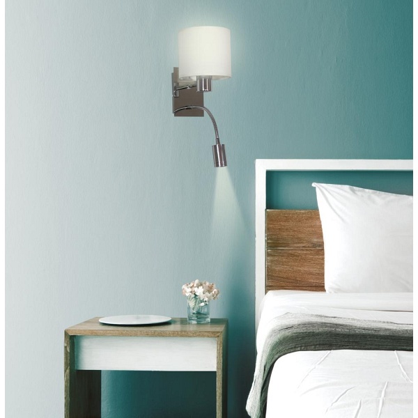 Sylwana Lampa Kinkiet 1X40W E14 + Led Z Wyłącznikiem Chrom / Biały Candellux