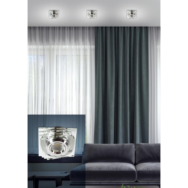 Ss-32 Al/Tr 3W Led Cob 230V Opr. Strop. Stała Kwadraty Szkło Transparentne Candellux