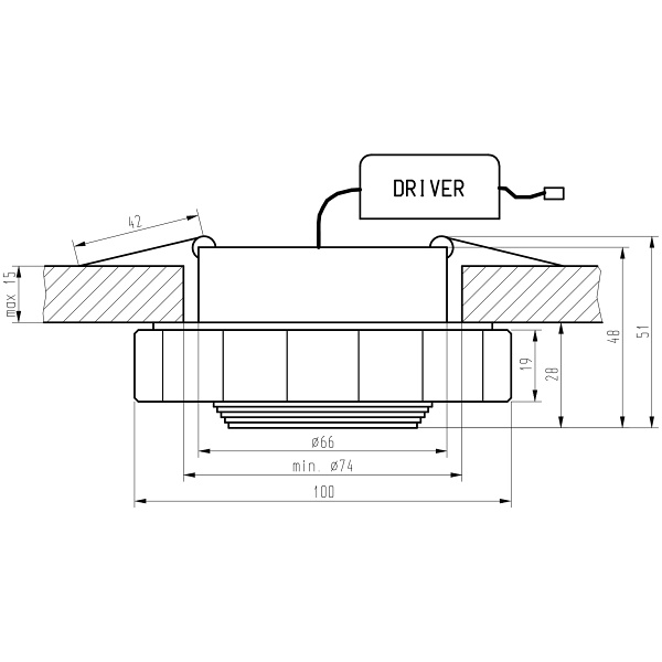 Ss-37 Al/Tr 3W Led Cob 230V Opr. Strop. Stała Wielokąt Szkło Transparentne Candellux