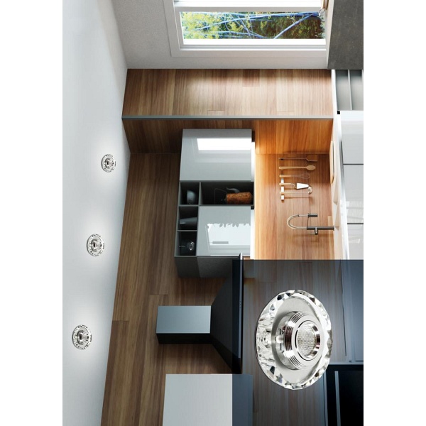 Ss-35 Al/Tr 3W Led Cob 230V Opr. Strop. Stała Okrągła Szlifowana Szkło Transparentne Candellux