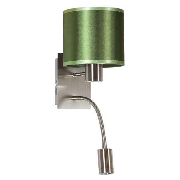 Sylwana Lampa Kinkiet 1X40W E14 + Led Z Wyłącznikiem Chrom / Zielony Ciemny Candellux
