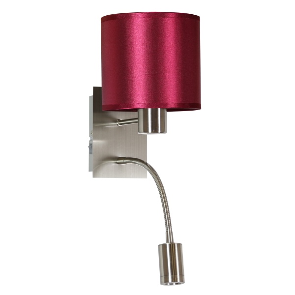 Sylwana Lampa Kinkiet 1X40W E14 + Led Z Wyłącznikiem Satyna Nikiel / Burgund Ciemny Candellux