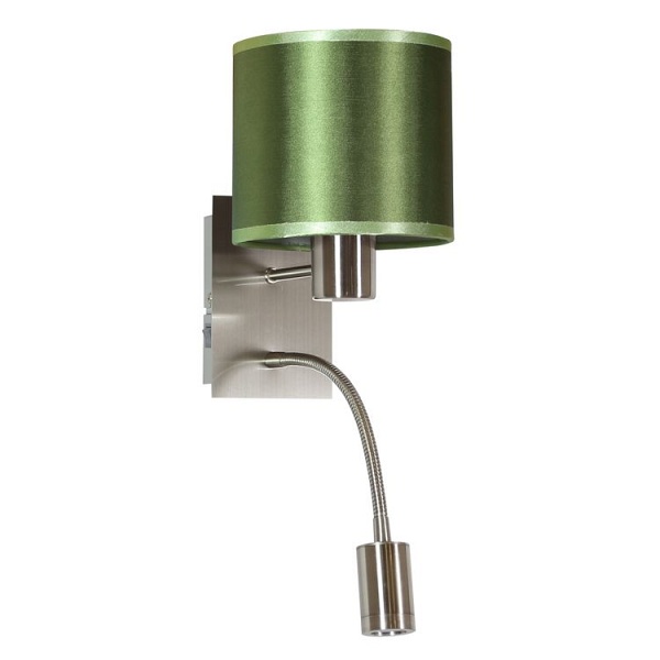 Sylwana Lampa Kinkiet 1X40W E14 + Led Z Wyłącznikiem Satyna Nikiel / Zielony Ciemny Candellux
