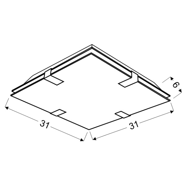 Plafon Fiera 31x31 kwadrat 1x9w - Candellux