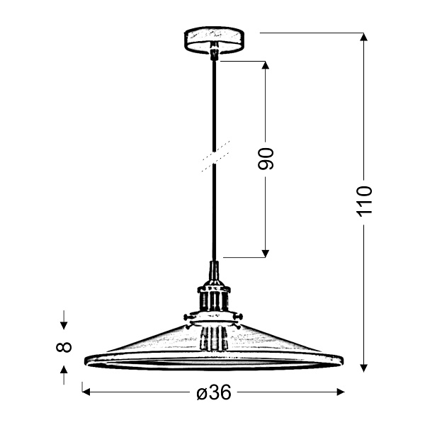 Tila Lampa Wisząca 36 1X60W E27 Klosz Niski Miedziany Candellux