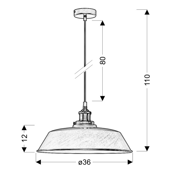 Tila Lampa Wisząca 36 1X60W E27 Klosz Wysoki Miedziany Candellux