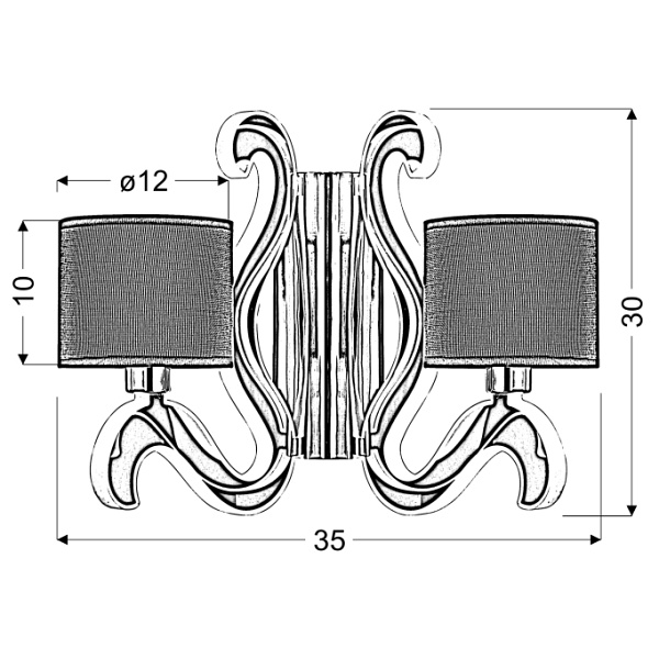 Ambrosia 3 Lampa Kinkiet 2X40W E14 + 12,3W Led Miedziany Candellux