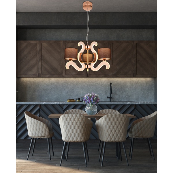 Ambrosia 3 Lampa Wisząca 3X40W E14 + 18,4W Led Miedziany Candellux