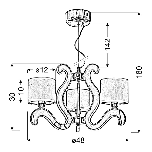 Ambrosia 3 Lampa Wisząca 3X40W E14 + 18,4W Led Miedziany Candellux